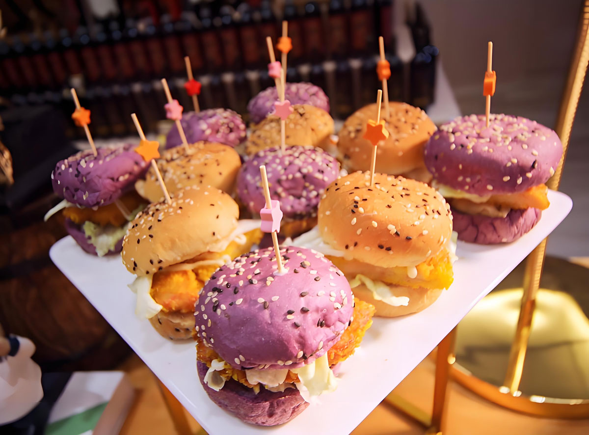 Bamboo sticks inserted into bread