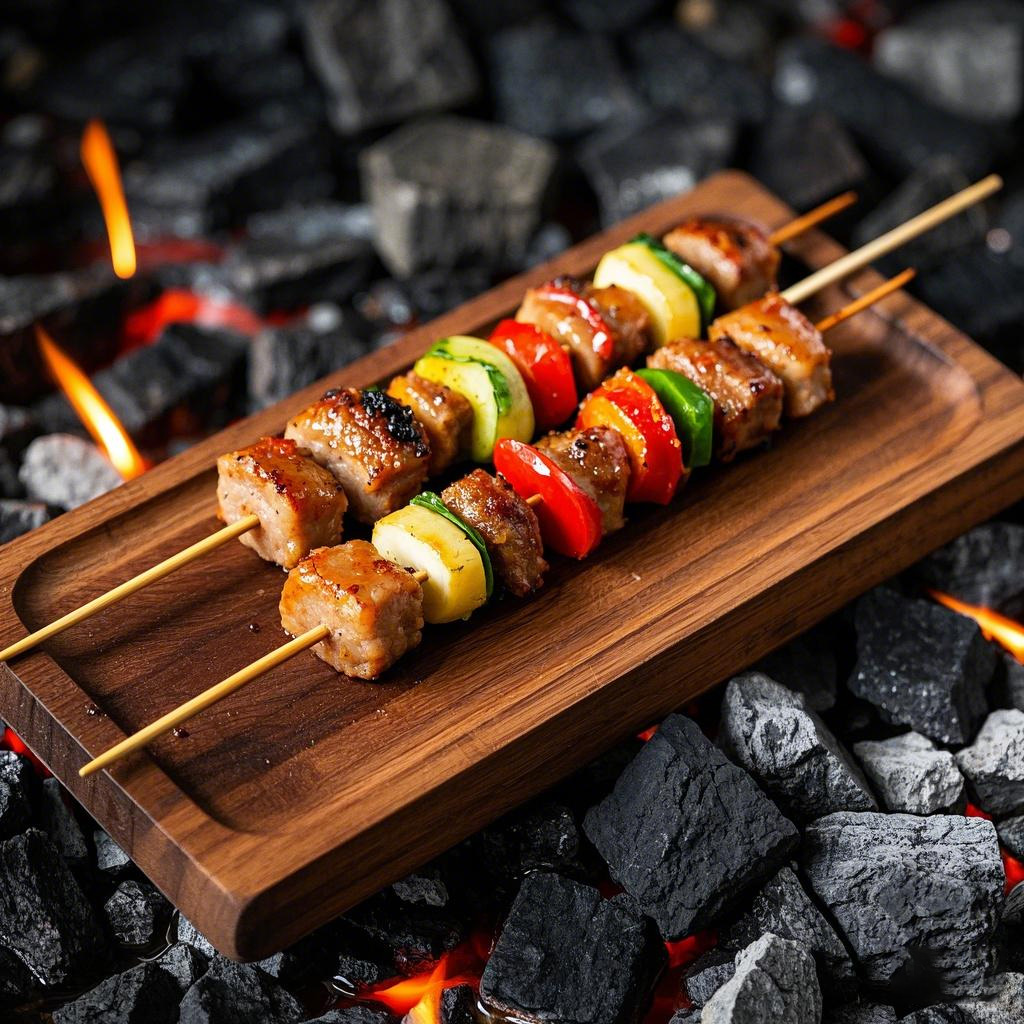 What are the precautions when using bamboo bbq skewers